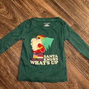 Old Navy Teal Santa Long Sleeve Tee